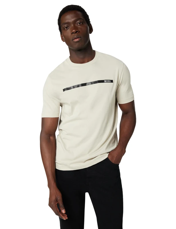 BOSS Men's Ts_tee Tape T-Shirt, 271light Beige, L