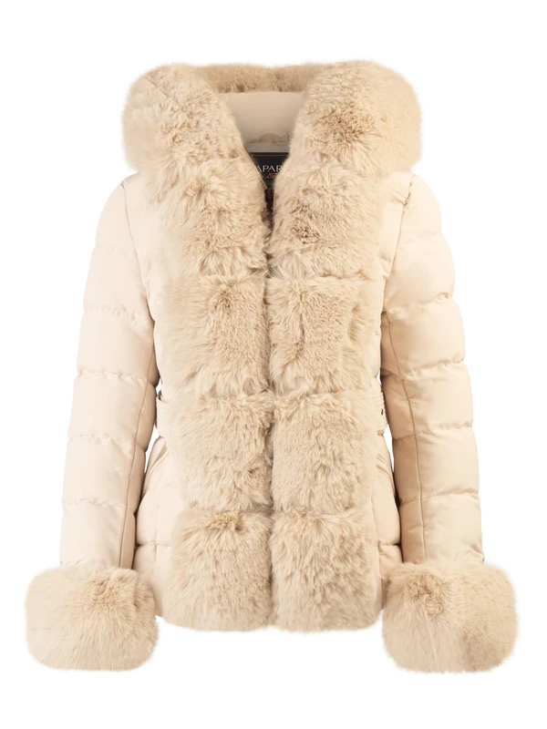 APART Fashion Women's Apart Winterjacke mit Reißverschluss Winter Jacket, Beige, 10