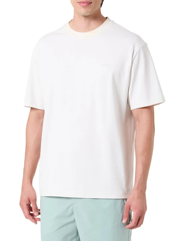 BOSS Men's Te_tirecollar T-Shirt, 106 Natural, M