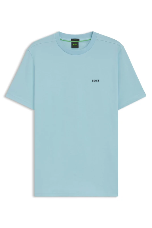 BOSS Mens T-Shirt Short Sleeve Cotton Pastel Blue 455 M