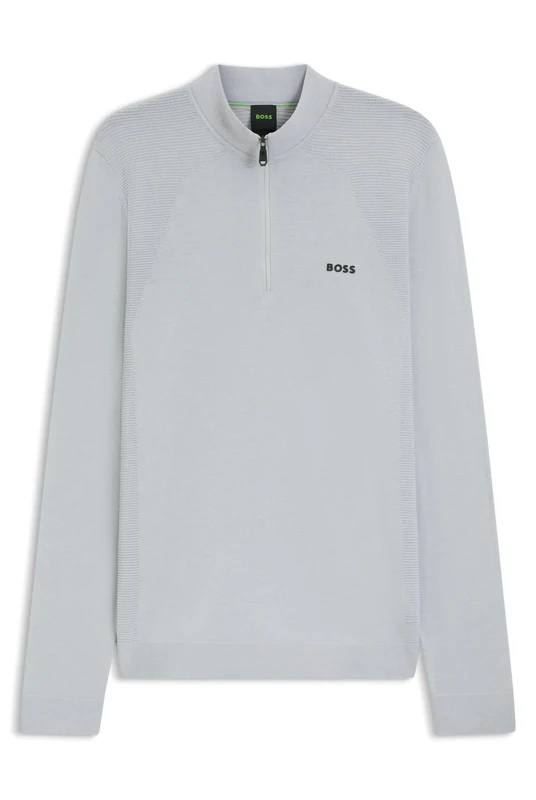 BOSS Mens K Momentum-Lite MN Cotton-Blend Sweater with Quarter Zip and Body-Mapping