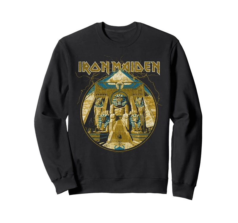 Iron Maiden Lightning Circle Gold Black Sweatshirt