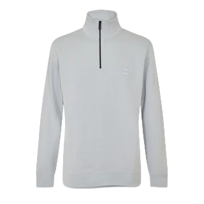 BOSS Mens Zetrust Zip Neck Soft Terryclover The Head Top Light/pastel Grey 3XL