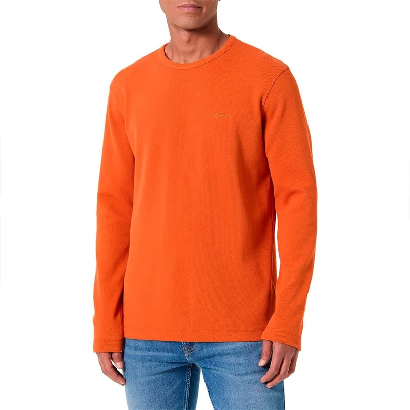 BOSS Tempesto Men's Cotton Blend Waffle T-Shirt, 842open Orange, XS