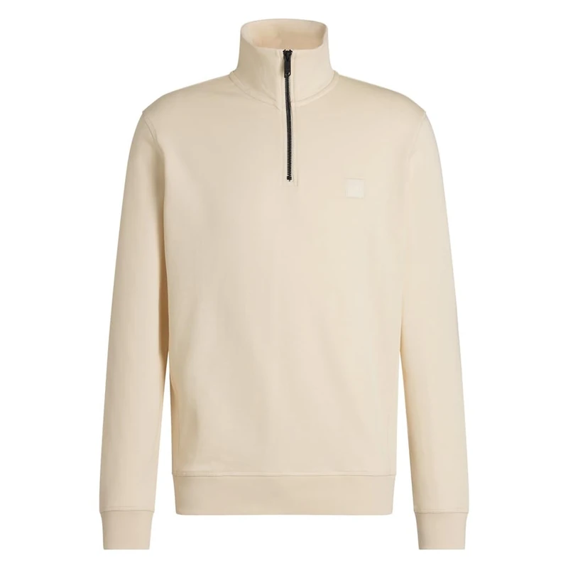 BOSS Men's Zetrust Cotton Terry Sweatshirt with Zip on Collar and Logo Patch, 053light/pastel grey, XS