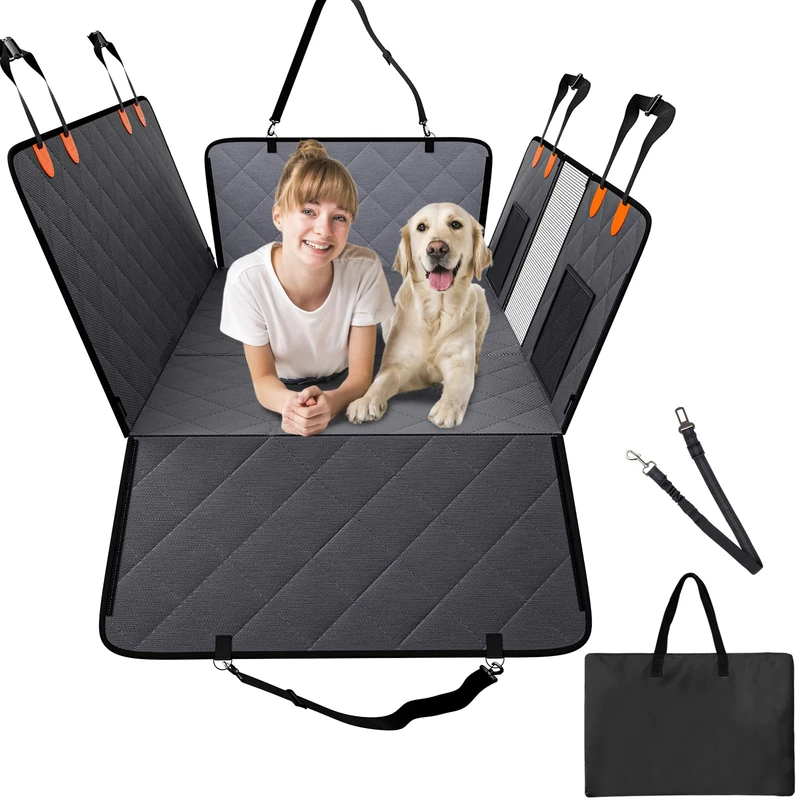 VEVOR Back Seat Extender, Dog Car Seat Cover for Back Seat Bed with Mesh Window and Storage Pocket, Supports 400lbs Dog Hammock for Car Dog Car Bed 57.4"x30.3" for Truck