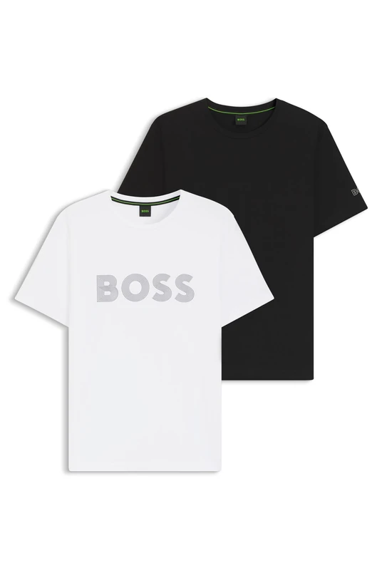 BOSS Mens T-Shirt 2-Pack 2 Two-Pack of Cotton T-Shirts with Logos