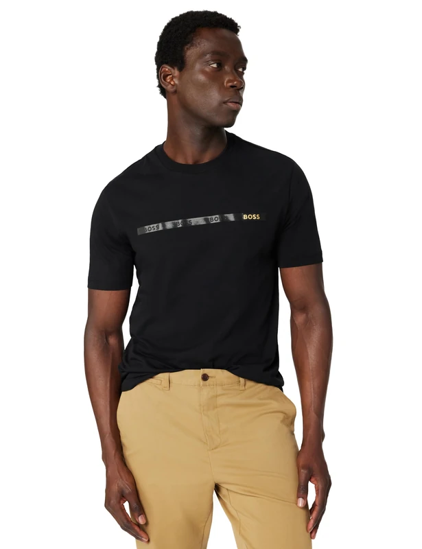 BOSS Men's Ts_Tee Tape T-Shirt, 001black, L