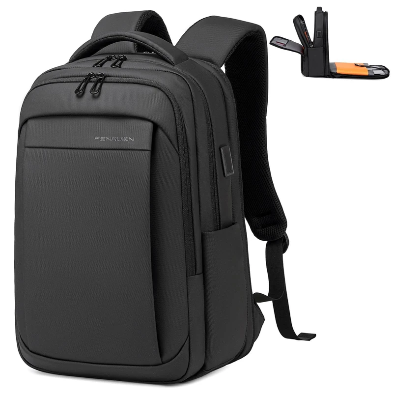 FENRUIEN Laptop Backpack Business Smart Backpack Waterproof fit 15.6 Inch Travel Durable Laptop Backpack with USB Charging Port (Regular)