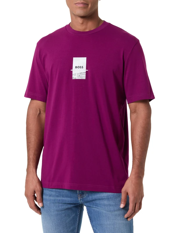 BOSS Men's T-Shirt Photoprint T-Shirt, 674bright Pink, XL