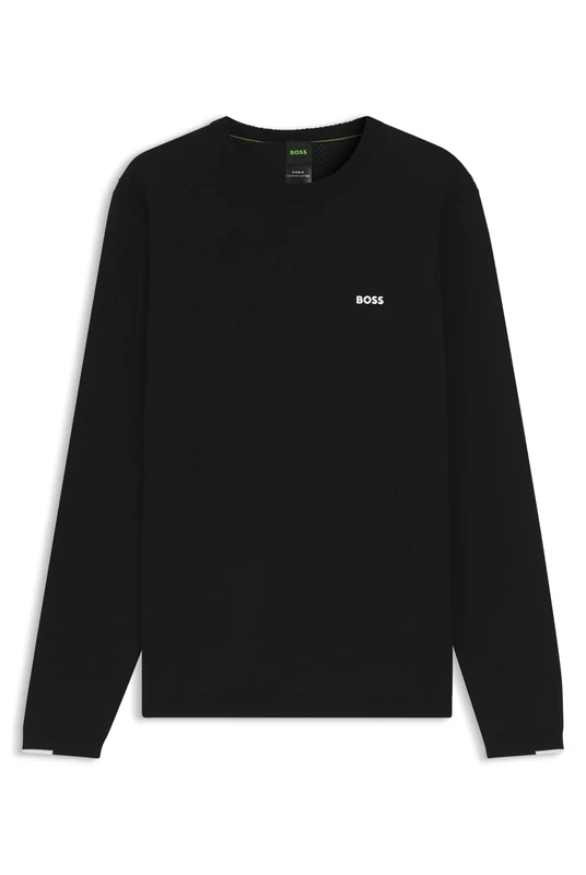 BOSS Mens K Ever-X CN Cotton Sweater with Contrast Details Black