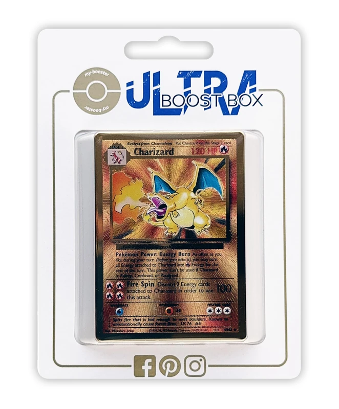 my-booster Charizard 4/102 Gold Metallic Pokemon Card
