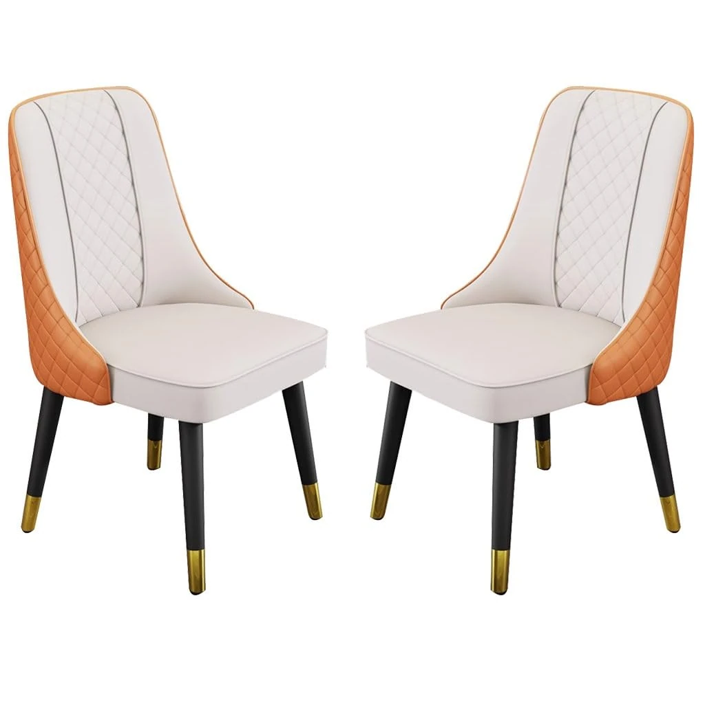 FLEPYHB Dining Room Chairs Micro Fiber Leather Dining Chairs Set of 2 Kitchen Living Room Lounge Counter Chairs Wooden Legs Backrest Chair