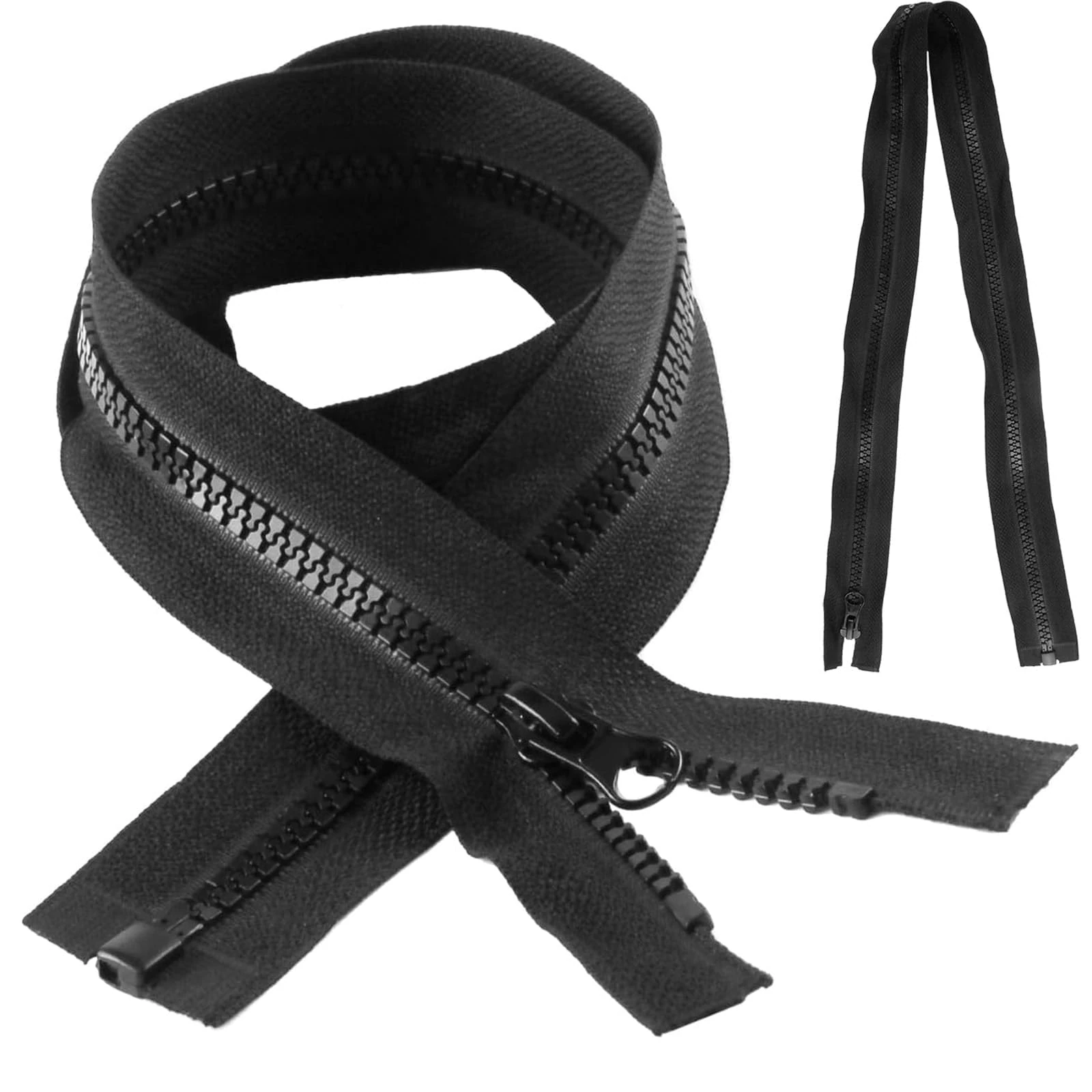 HARY 2 Pcs Heavy Duty Zipper, 65cm Waterproof Zip, Open Ended Long Zips for Jackets, Sleeping Bags, Tents, Boat Covers, Premium One-Way Zipper Replacement for Sewing