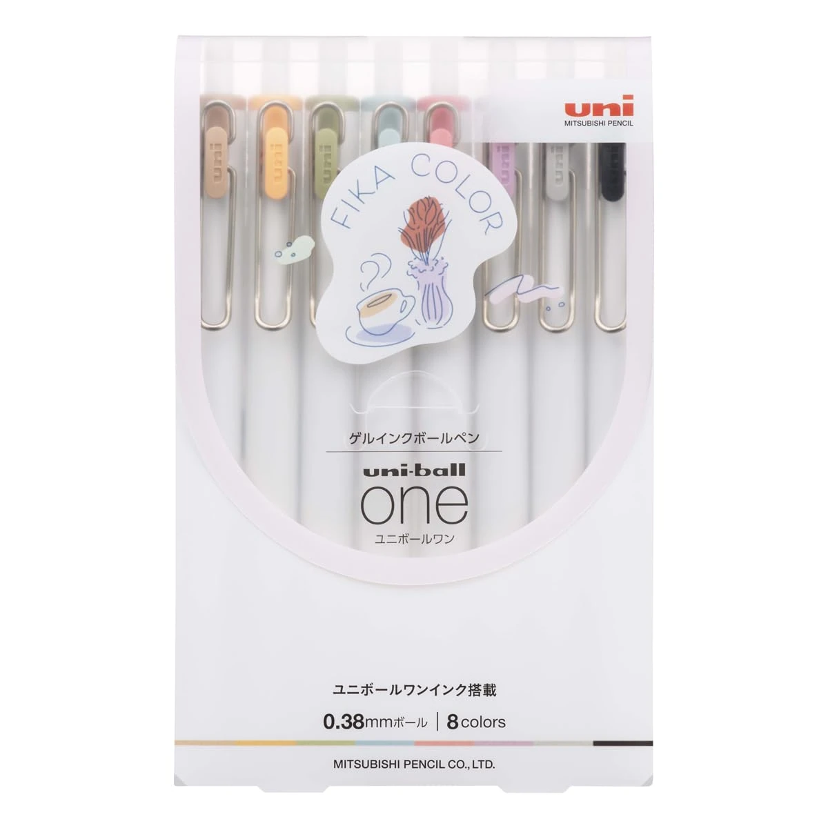 Mitsubishi Pencil UMNS38FC8C Gel Ballpoint Pen Uni-Ball One 0.38 Fica Color Set of 8 Colors