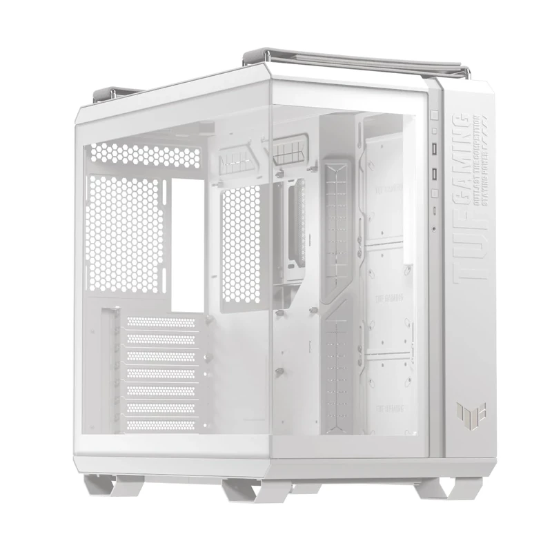 ASUS TUF Gaming GT502 Horizon White ATX Mid-Tower Gaming Case (Boundless Panoramic Design, Dual-Chamber, Independent CPU and GPU Cooling Zones, Tool-Free Side Panels, USB 10 Gbps Type-C® Front Panel)
