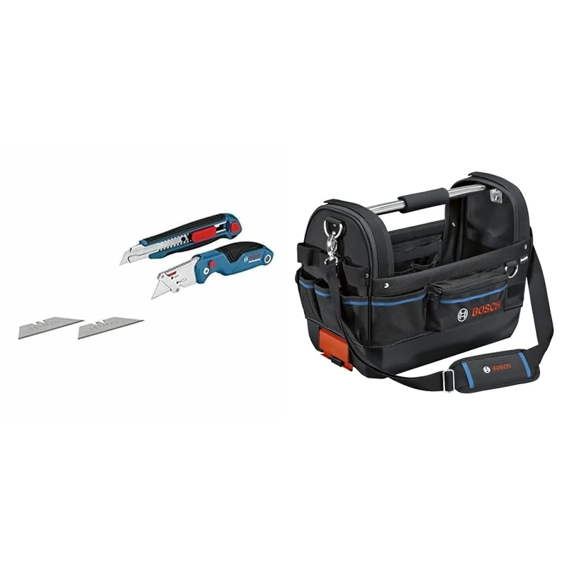 Bosch Professional Two-Part Knife Set + GWT 20 Tool Bag, Blue