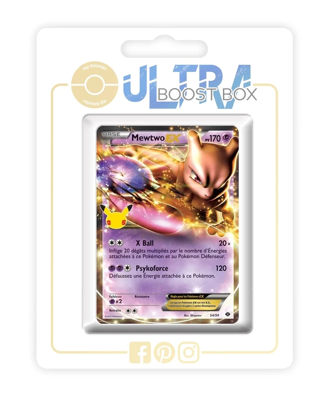 Mewtwo EX 54/99 Classic Collection - my-booster X Épée et Bouclier - Célébrations - 25 ans - Box of 10 Pokemon French Cards
