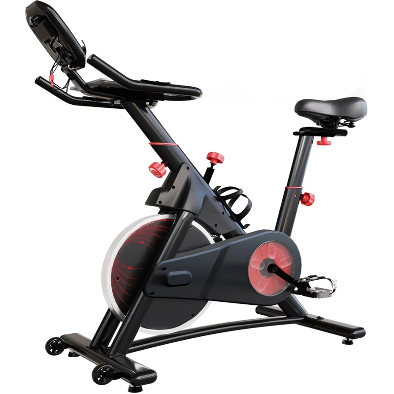 JUMMICO Exercise Bikes for Home Use,Exercise Bike Indoor with Stepless Magnetic Resistance, Stationary Bike with LCD Monitor,Tablet Stand and Cup Holder, Cardio Training Bike 350 LBS Capacity