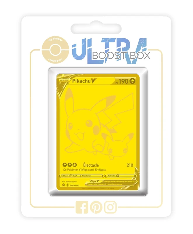 Pikachu V SWSH145 Gold - my-booster X Épée et Bouclier - Célébrations - 25 ans - Box of 10 Pokemon French Cards