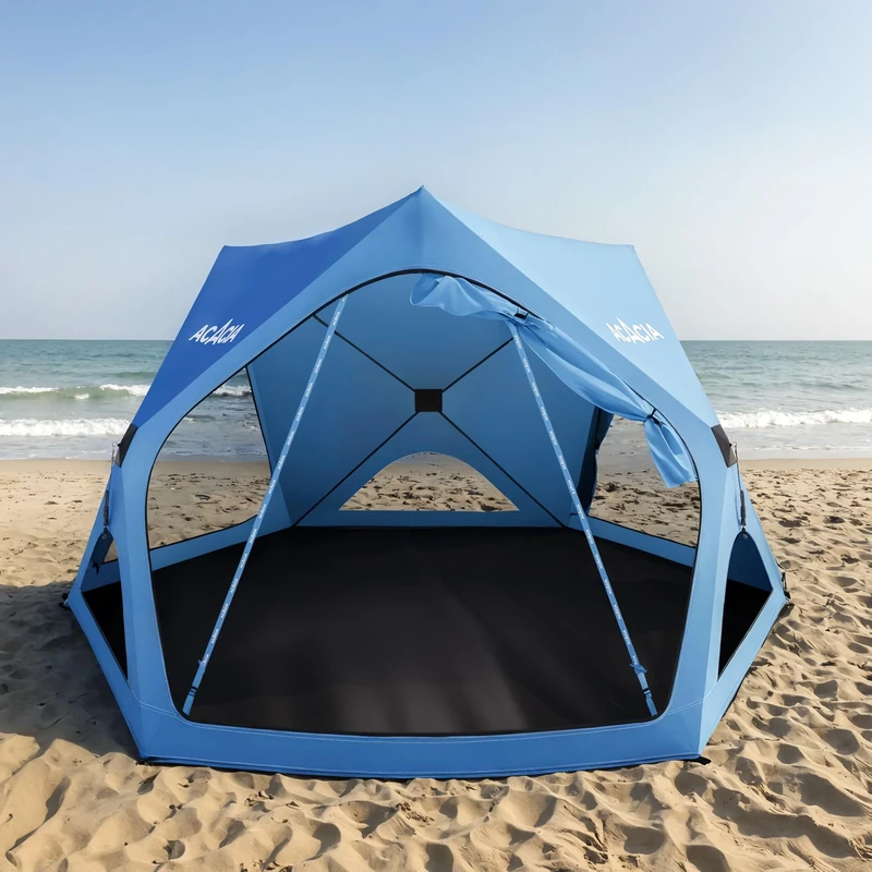 ACACIA Sun Shelter Pop up Beach Tent, 4-Person Portable Camping Tent with UPF 50+ Protection, Easy Setup Sun Shade, 9.5×9.5ft Privacy Sunshade for Beach, Camping & Backyard