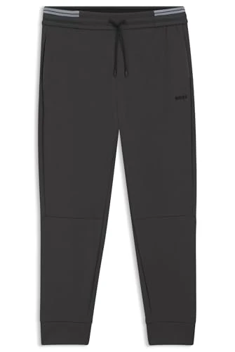 BOSS Mens Pants Zone Cotton-Blend Tracksuit Bottoms with Striped Trims