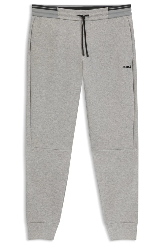 BOSS Mens Pants Zone Cotton-Blend Tracksuit Bottoms with Striped Trims
