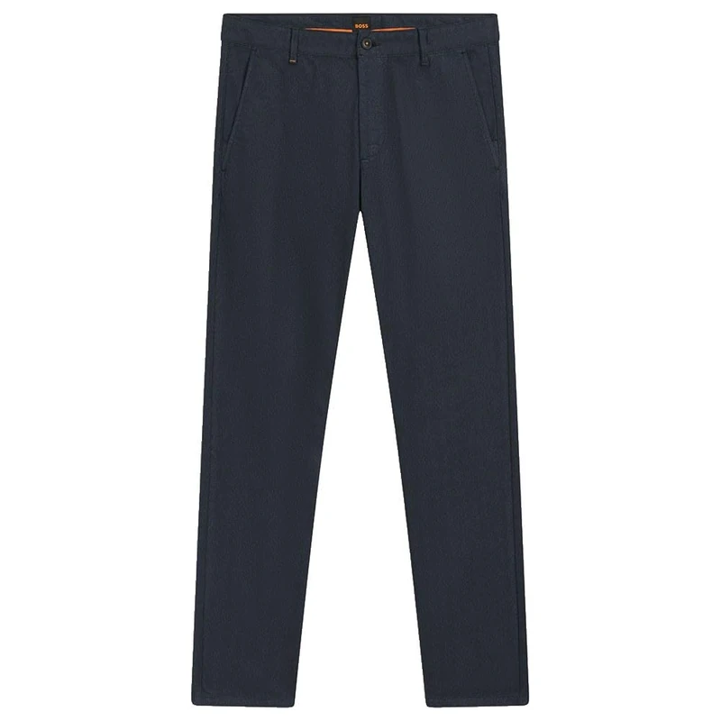BOSS Men's Slim Fit Stretch Cotton Satin Chino Trousers, 404 Dark Blue, 38W x 32L