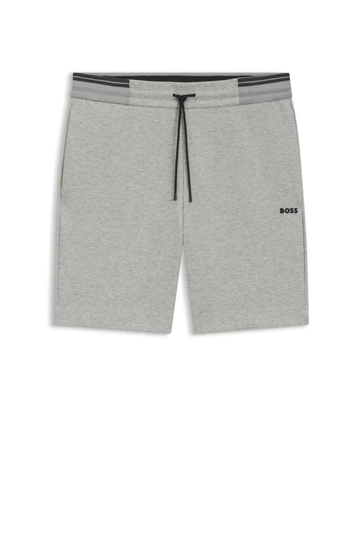 BOSS Men's Zone Cotton Blend Shorts with Stripe Detail, 042Black, 6XL