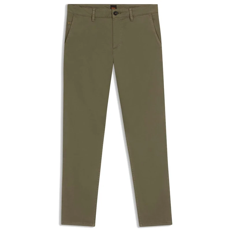 BOSS Men's Tapered Fit Chino Made of Elastic Cotton Satin, 342open Green, 36 W/32 L