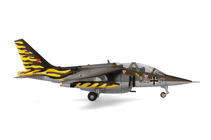 herpa Model Aircraft Air Force Alpha Jet A - Fighter-Bomber Wing 43 (JaboG 43), Oldenburg - NATO Tiger Meet 1991 Miniature in 1:72 Scale Collectible Model with Base Metal
