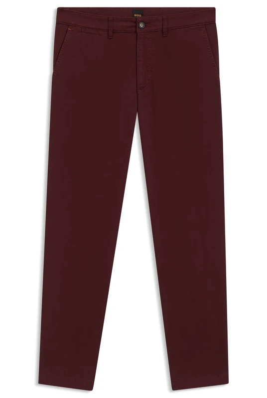BOSS Mens Chino-Regular-1 Regular-fit Trousers in Stretch-Cotton Satin