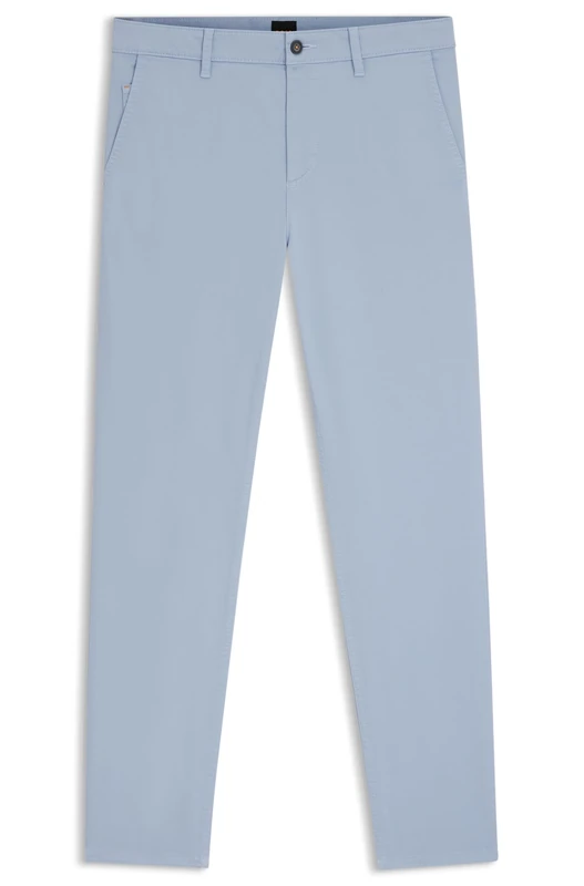BOSS Men's Tapered Fit Chino Made of Elastic Cotton Satin, 470open Blue, 46W x 36L - Image 1