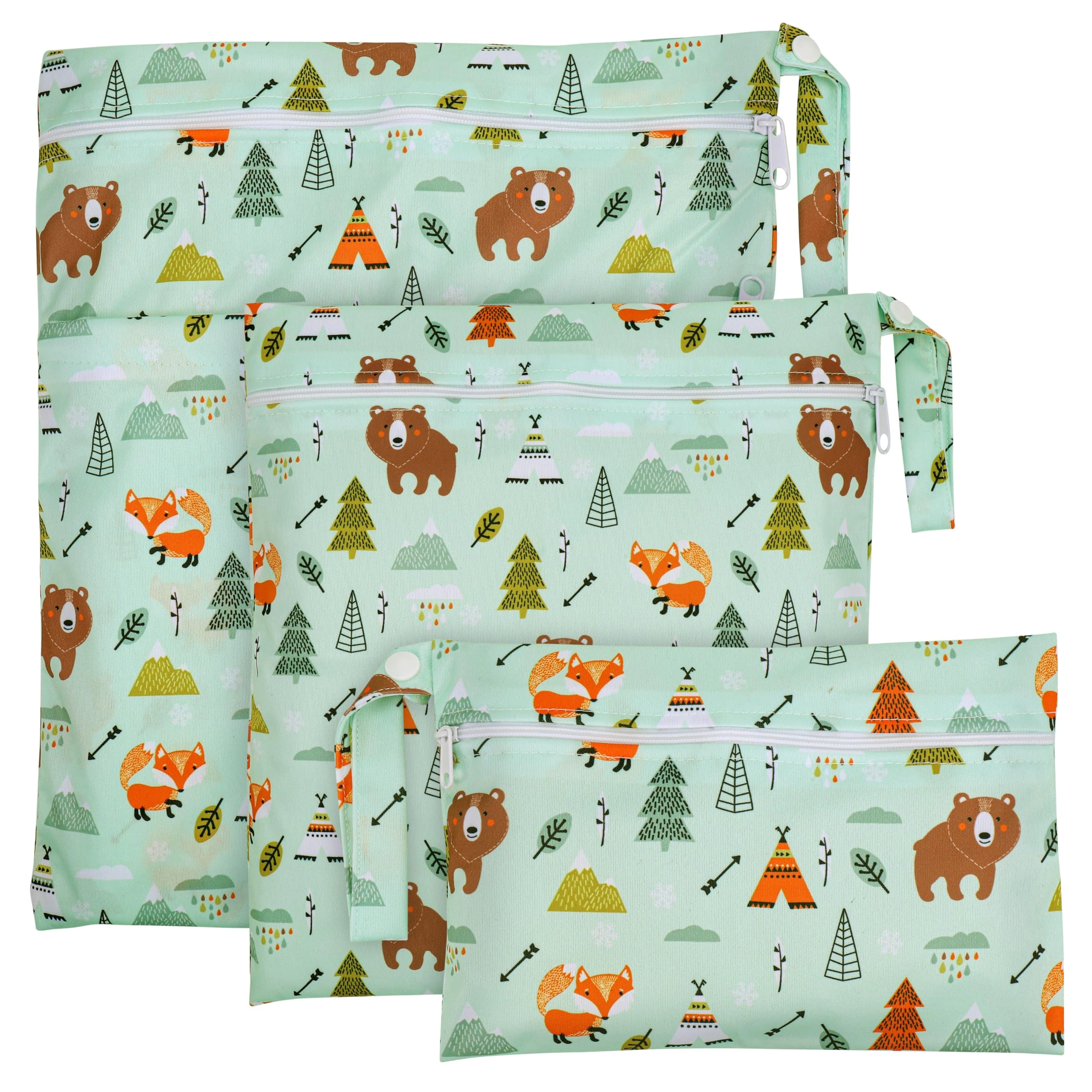 Zocipro 3Pcs Wet Bag, Reusable Wet Dry Bag with Zip, Waterproof Wet Swimsuit Bag, Baby Nappy Wet Bag for Travel Beach Camping Gym Swimming