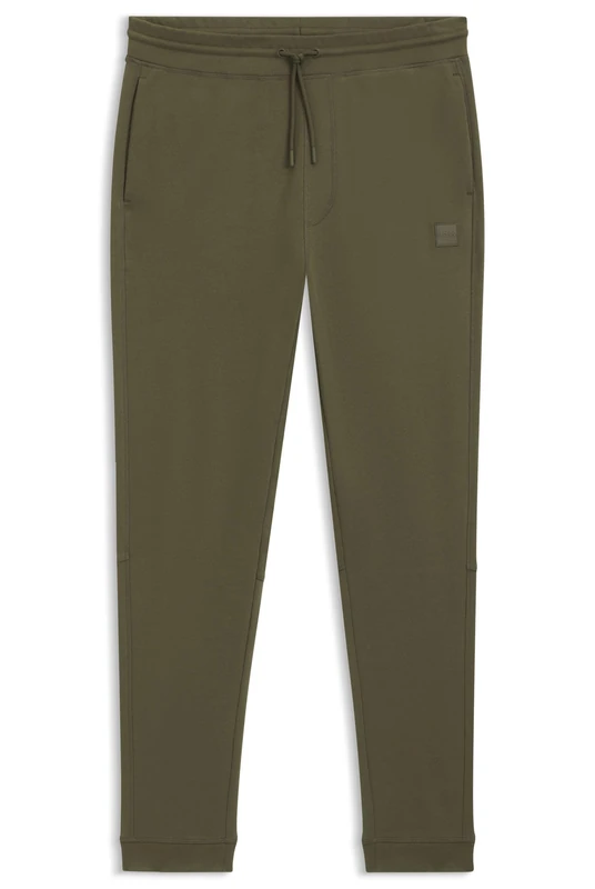 BOSS Mens Sestart Cotton-Terry Tracksuit Bottoms with Logo Patch