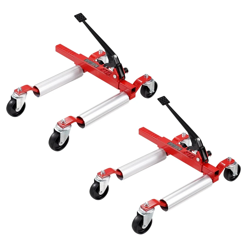 VEVOR Heavy Duty Car Dolly Lifter, Max Capacity 1500 Lbs, 360° Rotatable Wheels, Ratchet Tire Jack, Set of 2