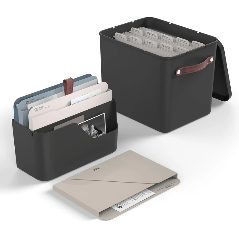 Rotho MyPaper MY PAPER Plus document organiser set, Plastic (PP) BPA-free, black, (40.0 x 29.2 x 46.5 cm)