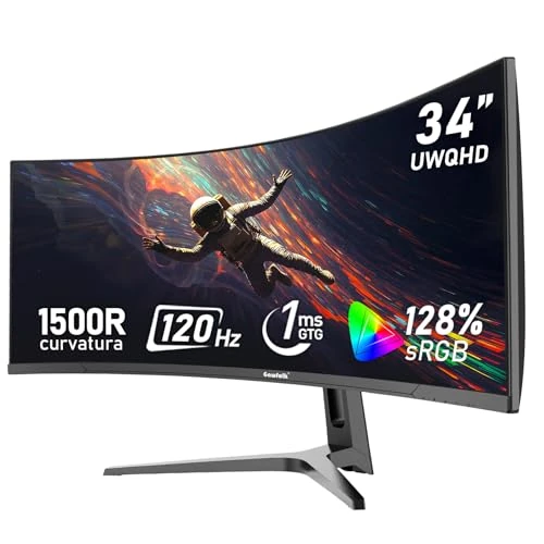 Gawfolk 34" Curved Gaming Monitor 120Hz PC Monitor 1ms UWQHD 1080P, 1800R Frameless Computer Monitor