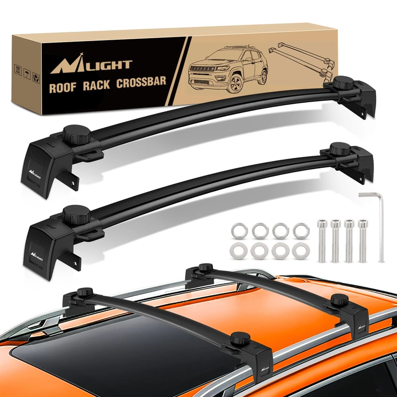 Nilight Roof Rack Cross Bars Fit for Jeep Compass MP 2017 2018 2019 2020 2021 with Raised & Flush Rails Fixed Point,Adjustable Aluminum Car Crossbars for Cargo Carrier Luggage Box Kayak Tent Snowboard