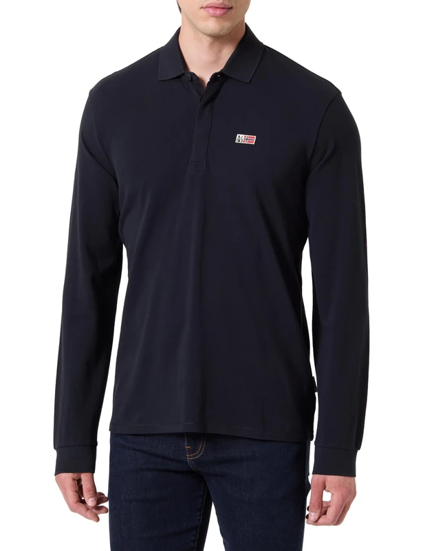 Napapijri Evan Long Sleeve Polo Shirt Black