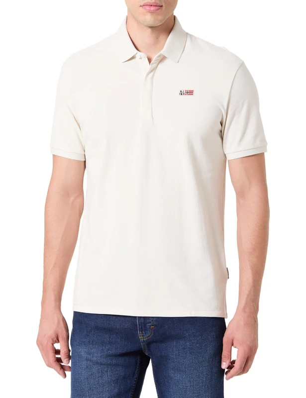 Napapijri Evan Short Sleeve Polo Shirt Beige - Image 1