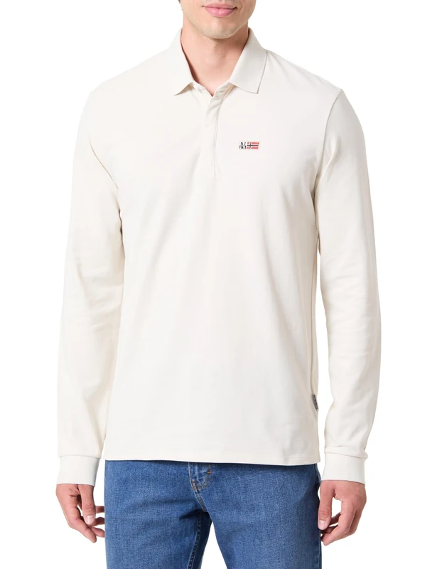 Napapijri Evan Long Sleeve Polo Shirt Beige