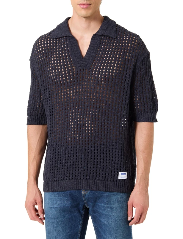 Hugo Men's Strallo Knitted_Sweater, 415Navy, M