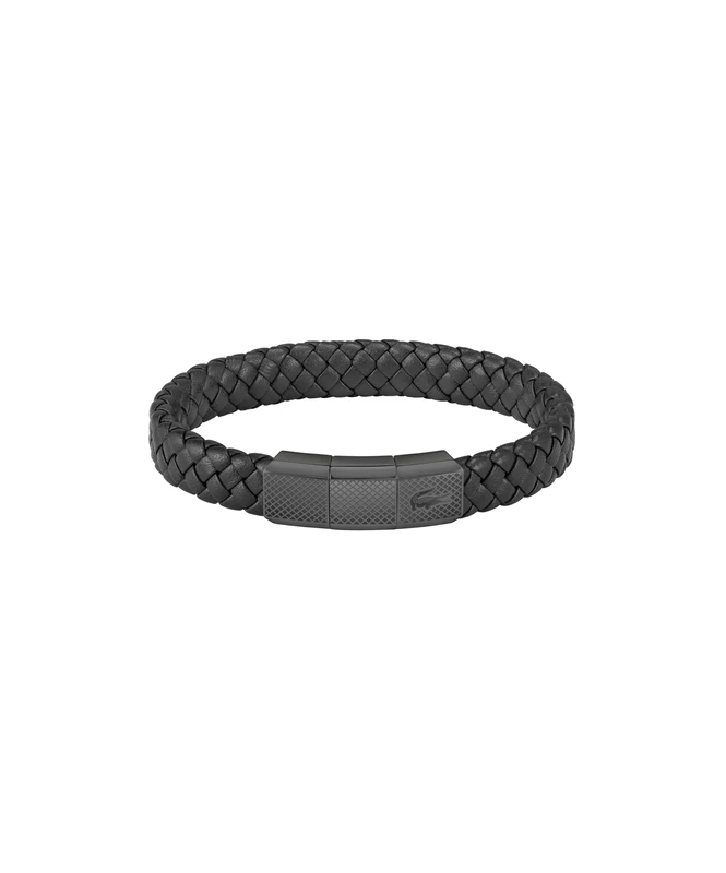 Lacoste Men's ROKEL Collection Leather Bracelet Black - 2040285