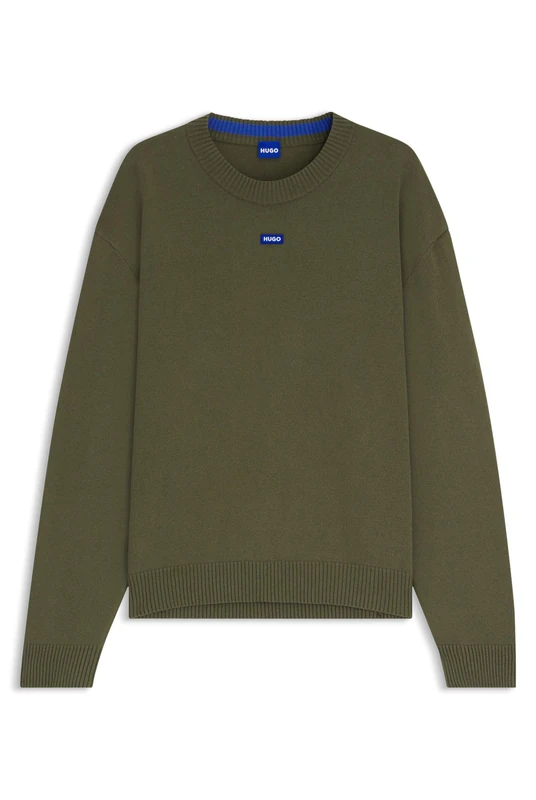 Hugo Men's San Casey-cp Knitted Sweater, Open Green, XXL