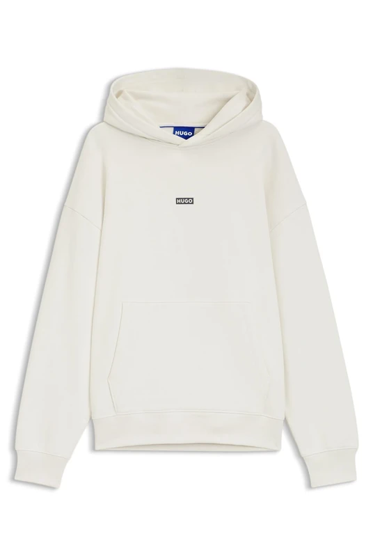 HUGO Mens Nazardo Cotton-terry loose-fit hoodie with logo details