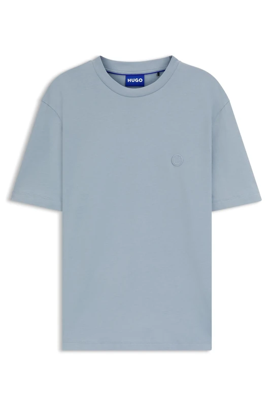 Hugo Men's Niley Happy Logo Cotton Jersey T-Shirt, 458light/pastel Blue, M
