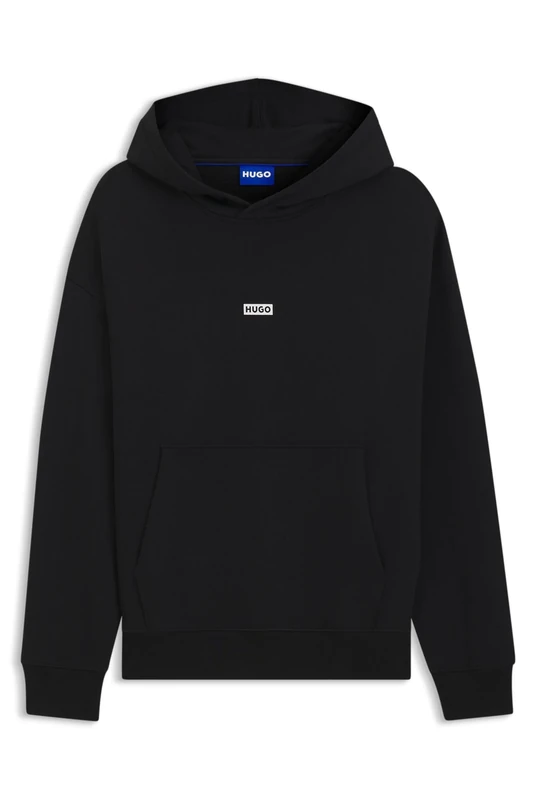 HUGO Mens Nazardo Cotton-terry loose-fit hoodie with logo details