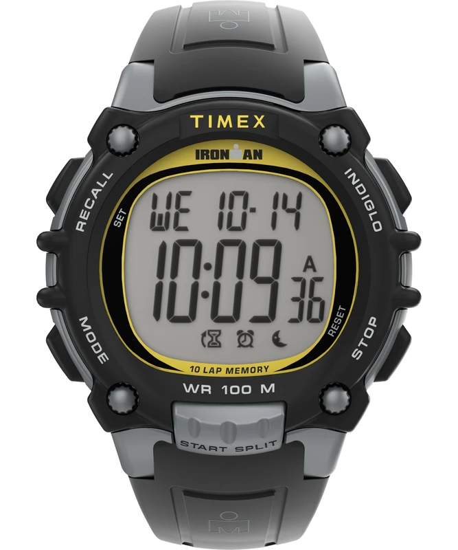 Timex Men's Ironman Essential 44 mm Watch - Black PU Strap Digital Dial Gray Case TW5M64600