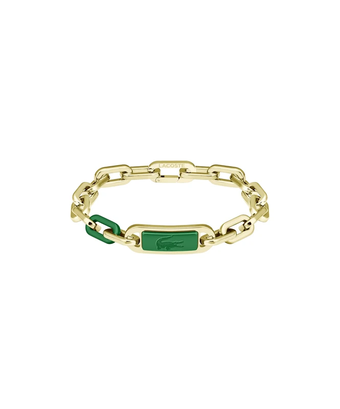 Lacoste Men's CREW Collection Chain Bracelet in Yellow Gold with an Engraved Plaque - 2040370